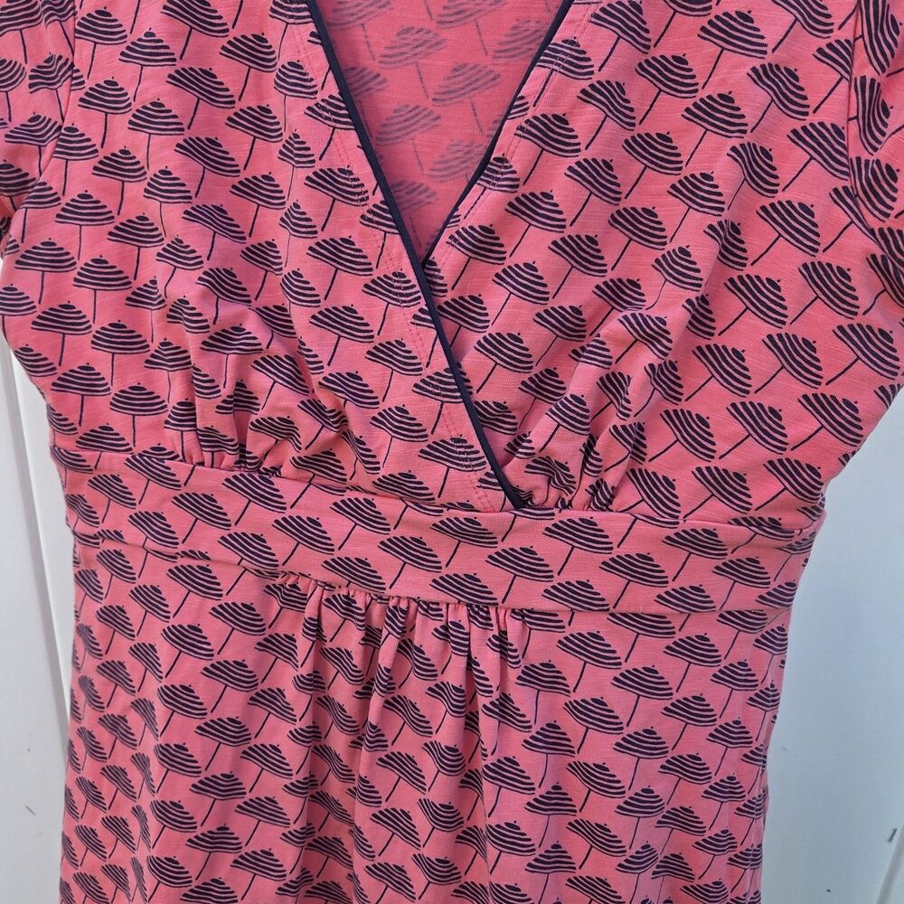 Boden Coral & Navy Sunset Parasol Umbrella Novelty Print Jersey Dress 8R - Picture 6 of 11